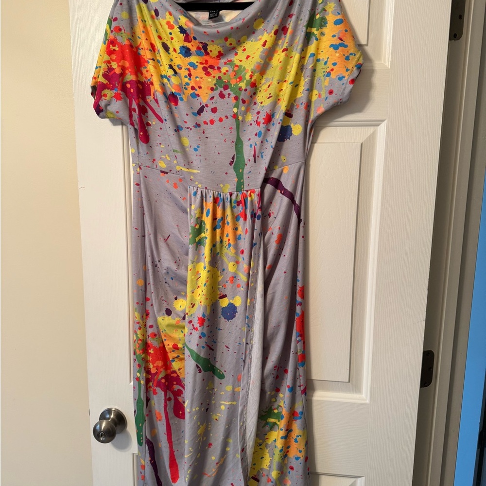 SHEIN Colorful Splatter Midi Dress